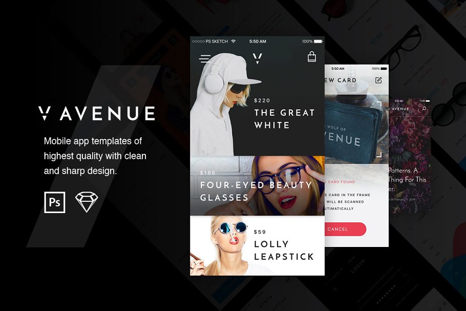 时尚服饰电商 APP UI 套件 5th Avenue Mobile App UI Kit