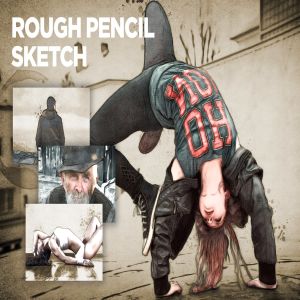 创意彩铅素描绘画效果PS动作 Rough Pencil Sketch CS3+ Photoshop Action