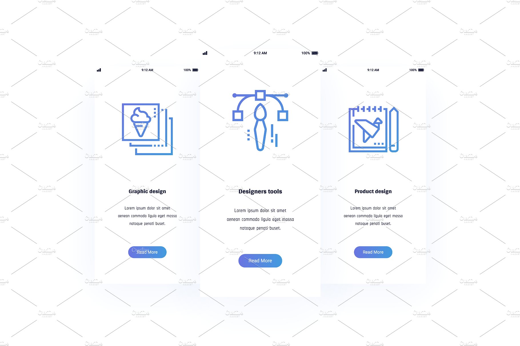 APP闪屏界面启动界面概念插画 Design Metaphors Cards