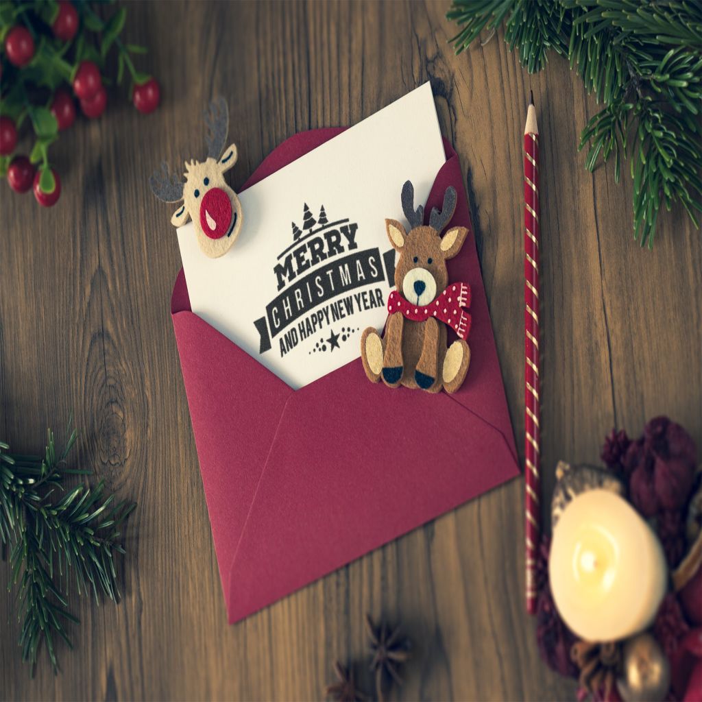 圣诞节信件/贺卡设计图样机模板 Christmas letter mockup插图