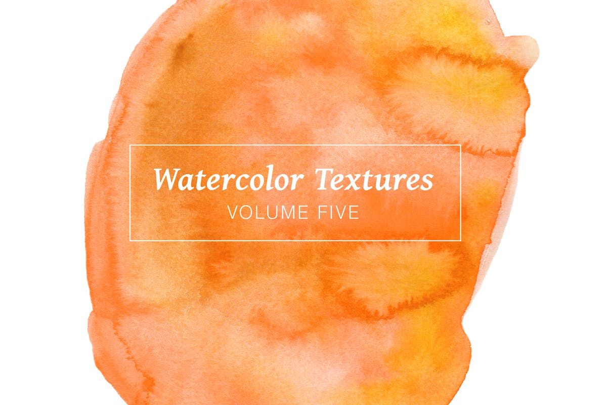 黄橙色水彩肌理纹理素材系列套装Vol.5 Yellow & Orange Watercolors – Volume 5