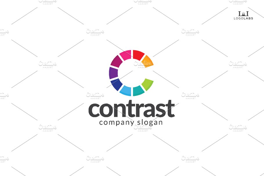 创意字母Logo模板系列之字母C Contrast – Letter C Logo