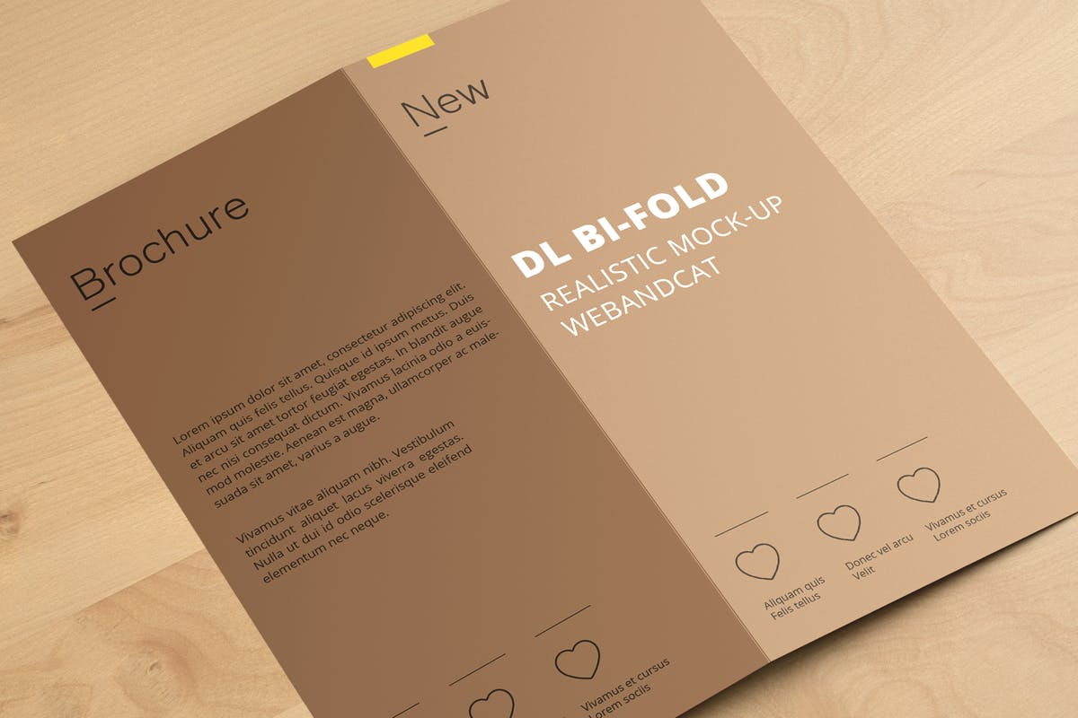 对折页小册子传单样机 DL Bi-Fold Brochure Mock-Up