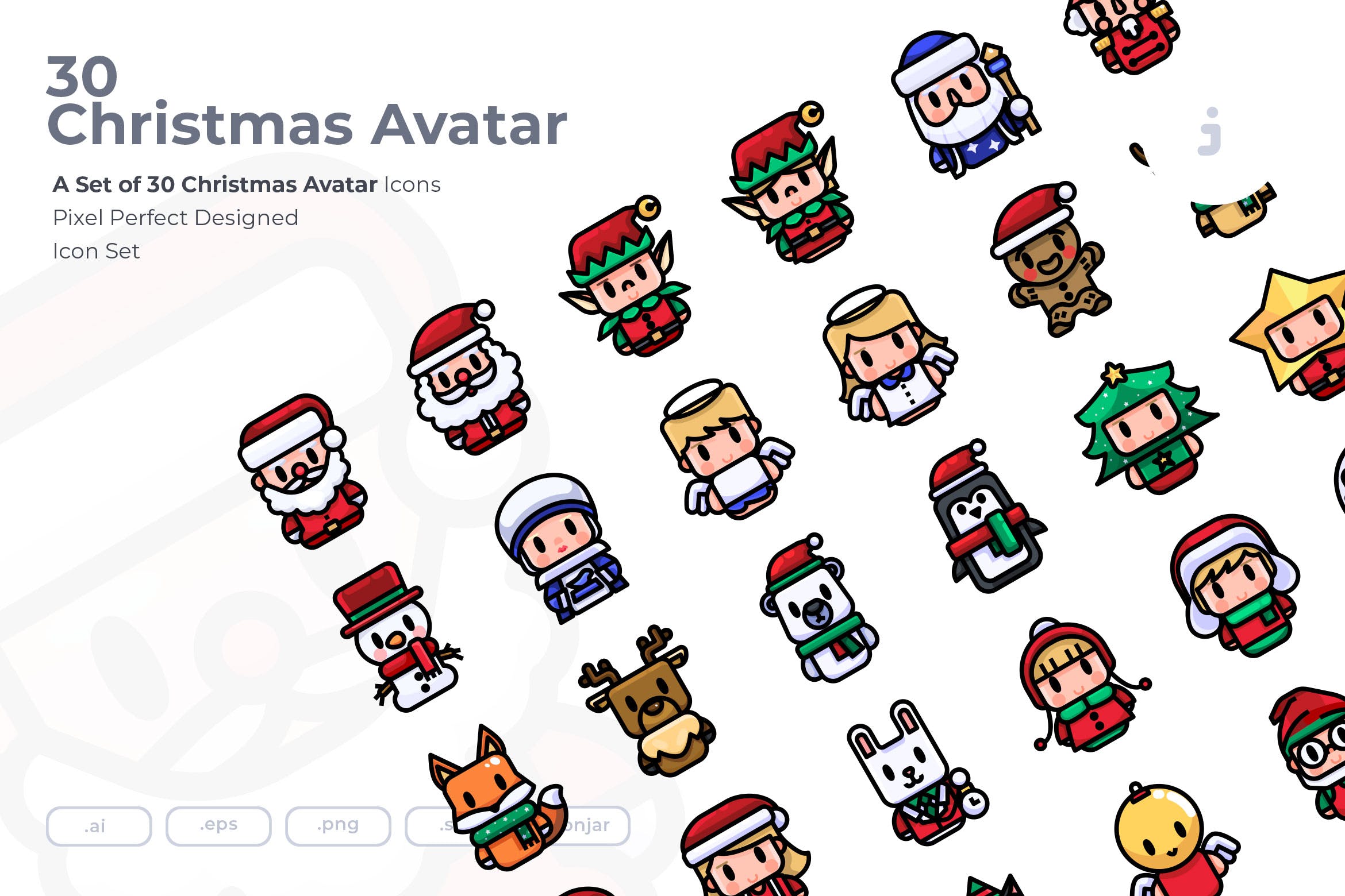 30枚圣诞主题人物头像图标素材 30 Christmas Avatar Icons