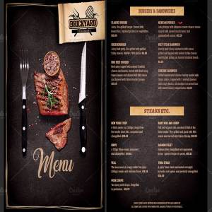 烧烤餐厅菜单传单模板 Grill Restaurant Menu template