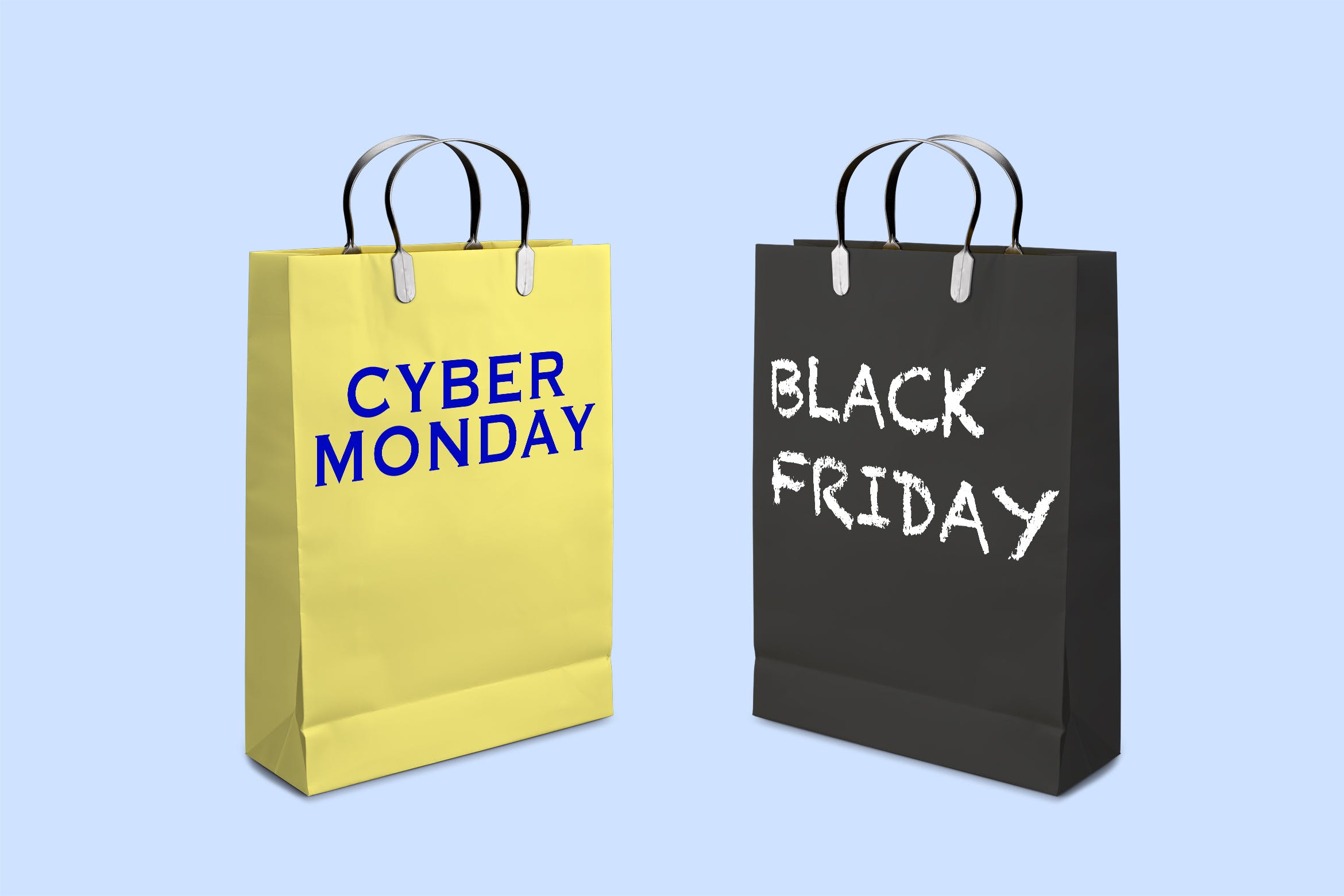 网络星期一/黑色星期五促销日购物袋设计样机01 Business days mockup_01