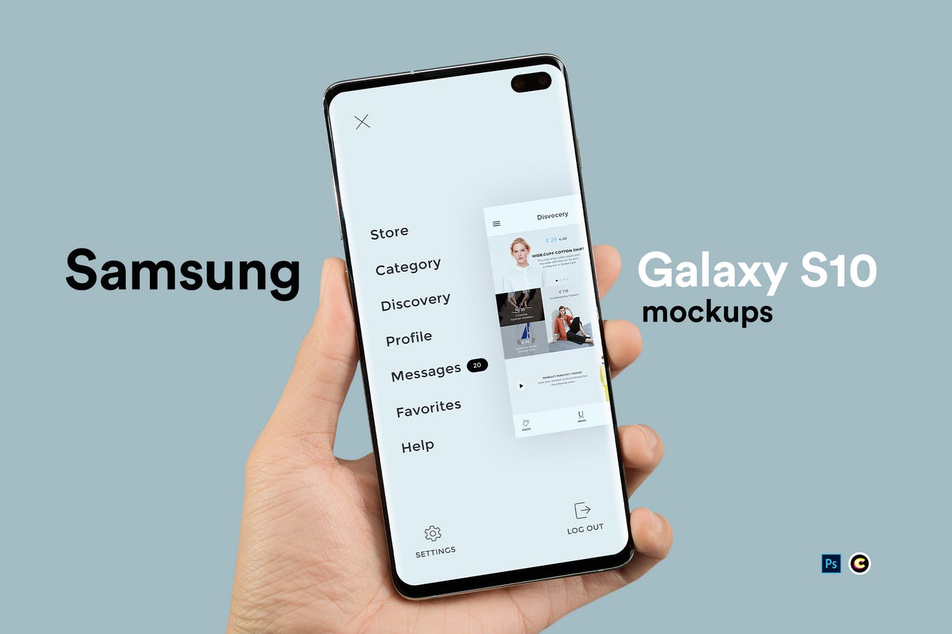 三星全面屏智能手机Galaxy S10样机 Mobile Mockups