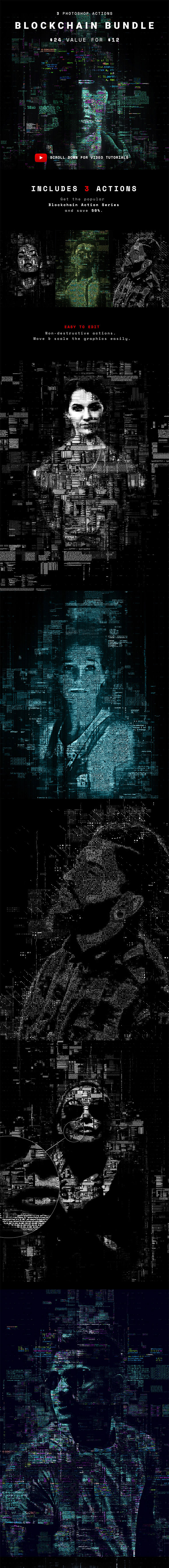 未来科技感区块链效果的PS动作下载 Blockchain Series Bundle [atn]