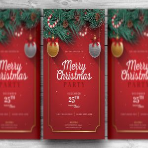 大红色圣诞节活动邀请海报传单设计模板 Red Christmas Flyer Template