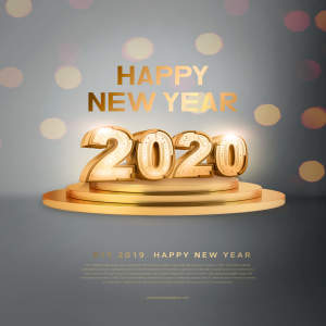 金色领奖台2020新年快乐主题海报设计素材