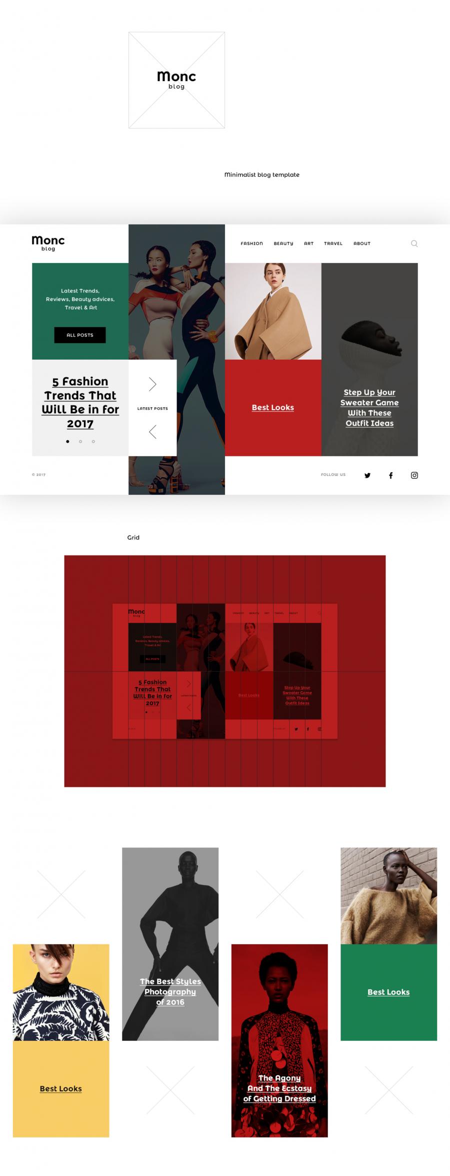 一流设计素材网下午茶:时尚类的博客响应式网页皮肤模版[PSD,Sketch]