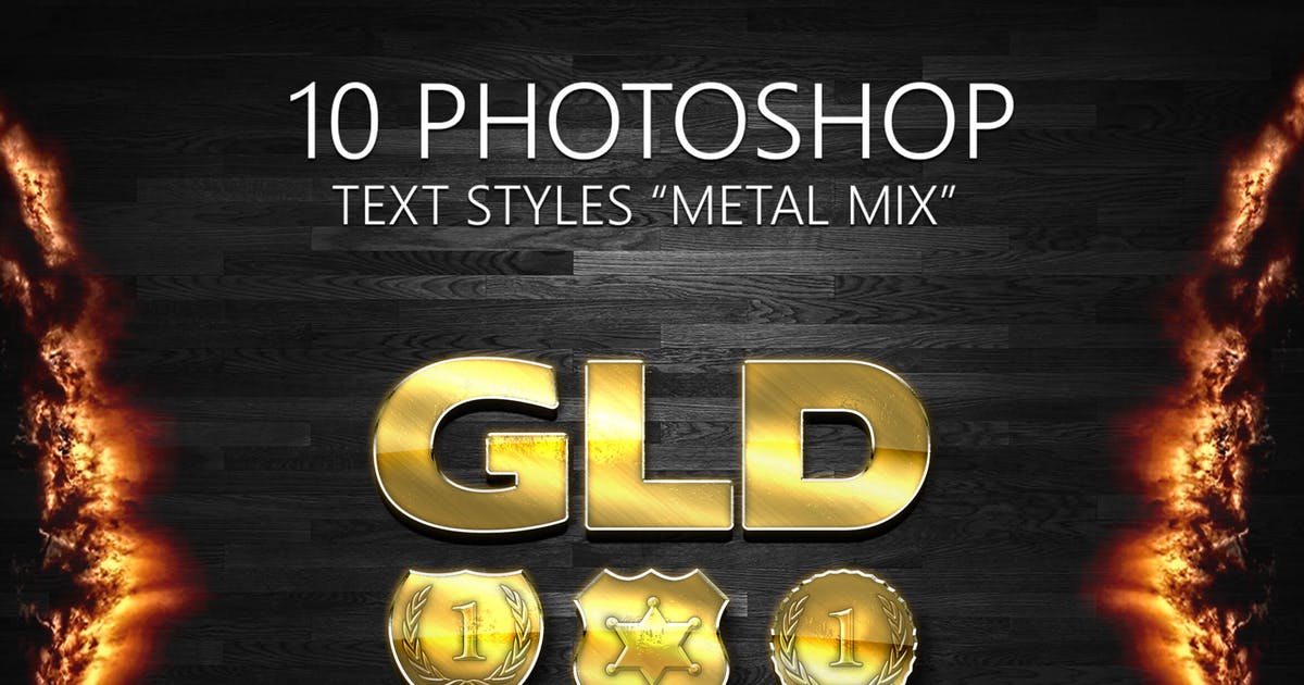 10个华丽金属质感划痕PS字体样式 10 Photoshop Styles “METAL MIX”