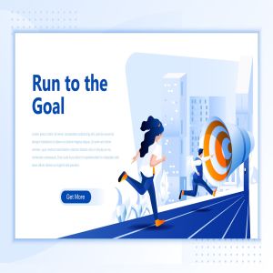 目标向导主题网站设计矢量插画素材 Run To The Goal Flat Landing Page Header