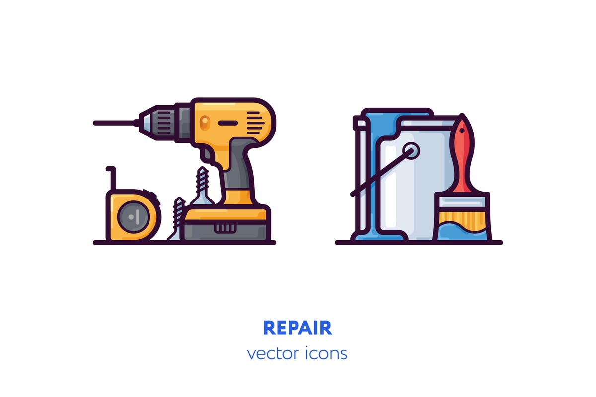 修理维修主题手绘矢量图标 Repair icons[AI, EPS, SVG]