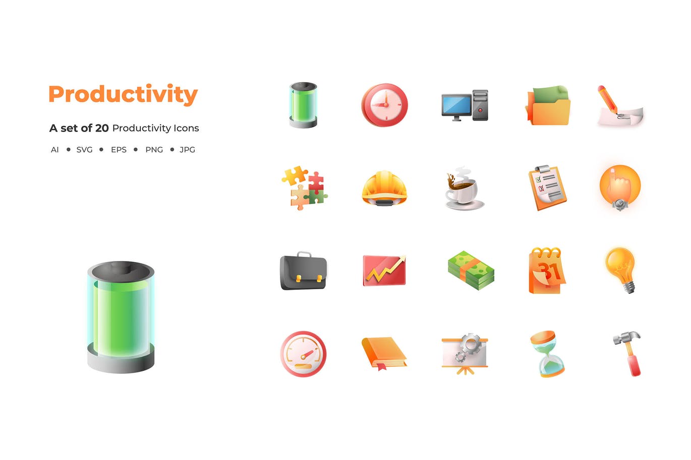 20枚生产力主题矢量图标 20 Productivity Icons