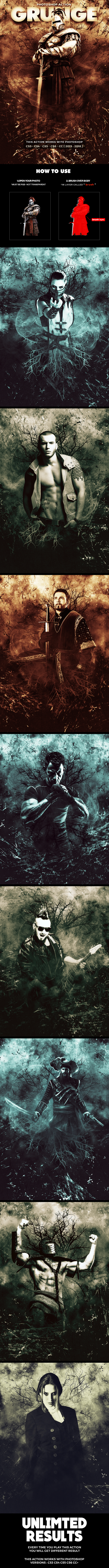 震撼炫酷电影特效Photoshop的动作 Grunge Photoshop Action