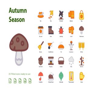 秋天季节主题填充图标矢量图标素材v2 Autumn Second Season (Filled)