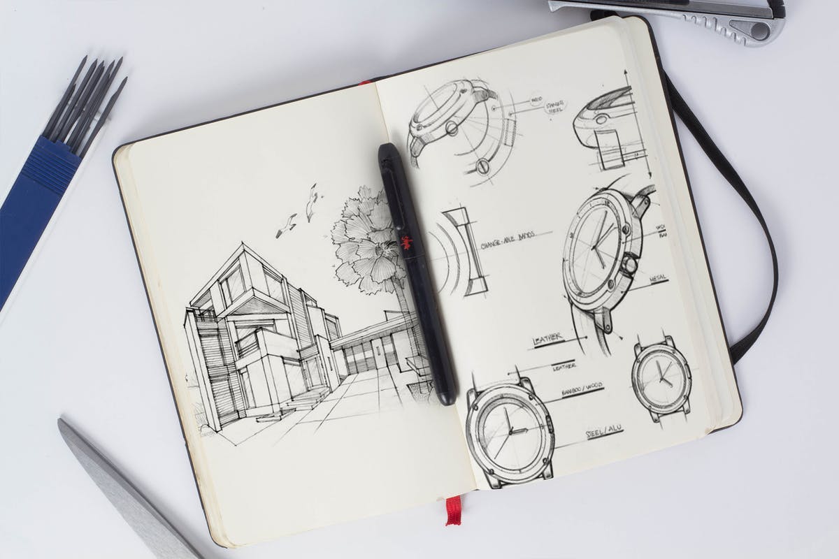 素描笔记本样机展示模板 Sketch Book Mock Up