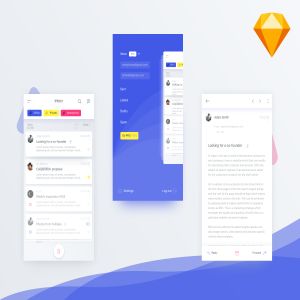 邮箱客户端 APP UI 套件 Mail client app (.sketch)