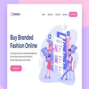 品牌时尚电子商务Web插画网站着陆页设计模板 Buy Branded Fashion Ecommerce Web Landing Page