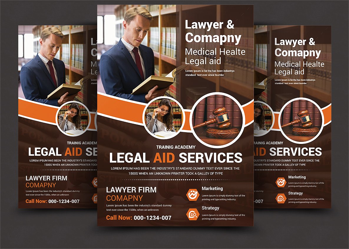 律师事务所宣传海报传单设计模板 Lawyer Firm Business Flyer Template