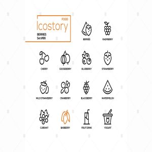 现代线条设计风格浆果主题矢量一流设计素材网精选图标 Berries – modern line design style icons set