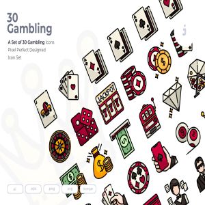 30枚赌博&博彩主题矢量填充色一流设计素材网精选图标 30 Gambling Icons