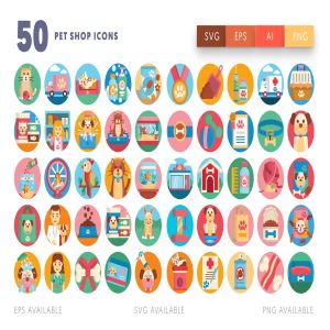 50枚宠物主题矢量圆形一流设计素材网精选图标 Pet Shop Icons插图2