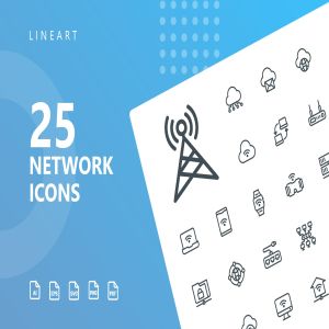 网络科技主题矢量线性一流设计素材网精选图标 Network Lineart Icons