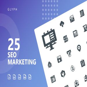 25枚SEO搜索引擎优化营销矢量字体一流设计素材网精选图标v1 SEO Marketing Glyph Icons