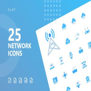 网络科技主题扁平化矢量一流设计素材网精选图标 Network Flat Icons