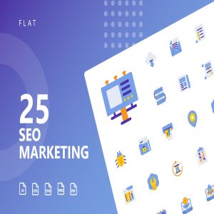 25枚SEO搜索引擎优化营销扁平化矢量一流设计素材网精选图标v1 SEO Marketing Flat Icons插图1