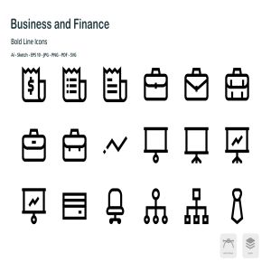 商业&金融主题粗线条风格矢量一流设计素材网精选图标 Business and Finance Mini Bold Line Icons