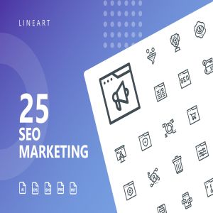 25枚SEO搜索引擎优化营销矢量线性一流设计素材网精选图标v2 SEO Marketing Line Icons