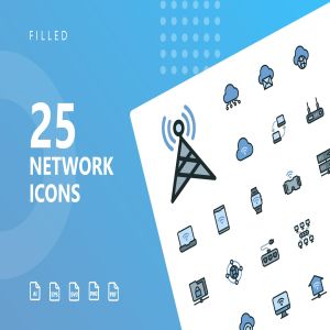 网络科技主题矢量填充一流设计素材网精选图标 Network Filled Icons