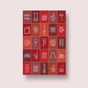 音乐/多媒体主题矢量线性一流设计素材网精选图标 Three options of the Line Art Vector Icon Set