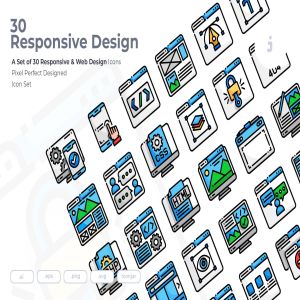 30枚彩色响应式网站设计矢量一流设计素材网精选图标 30 Responsive & Web Design Icons