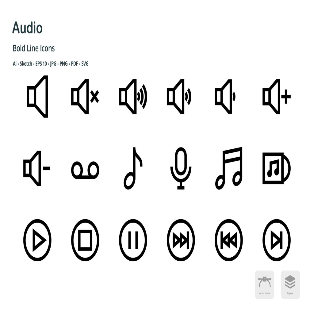 音频 多媒体播放主题矢量线性一流设计素材网精选图标audio Mini Bold Line Vector Icons 一流设计网