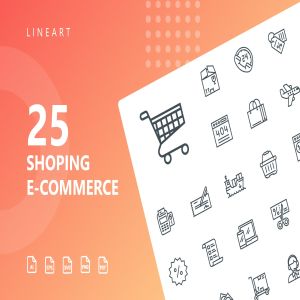 25枚网上购物电子商务矢量线性一流设计素材网精选图标v1 Shopping E-Commerce Line Icons