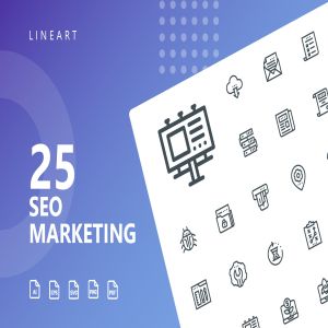 25枚SEO搜索引擎优化营销矢量线性一流设计素材网精选图标v1 SEO Marketing Line Icons