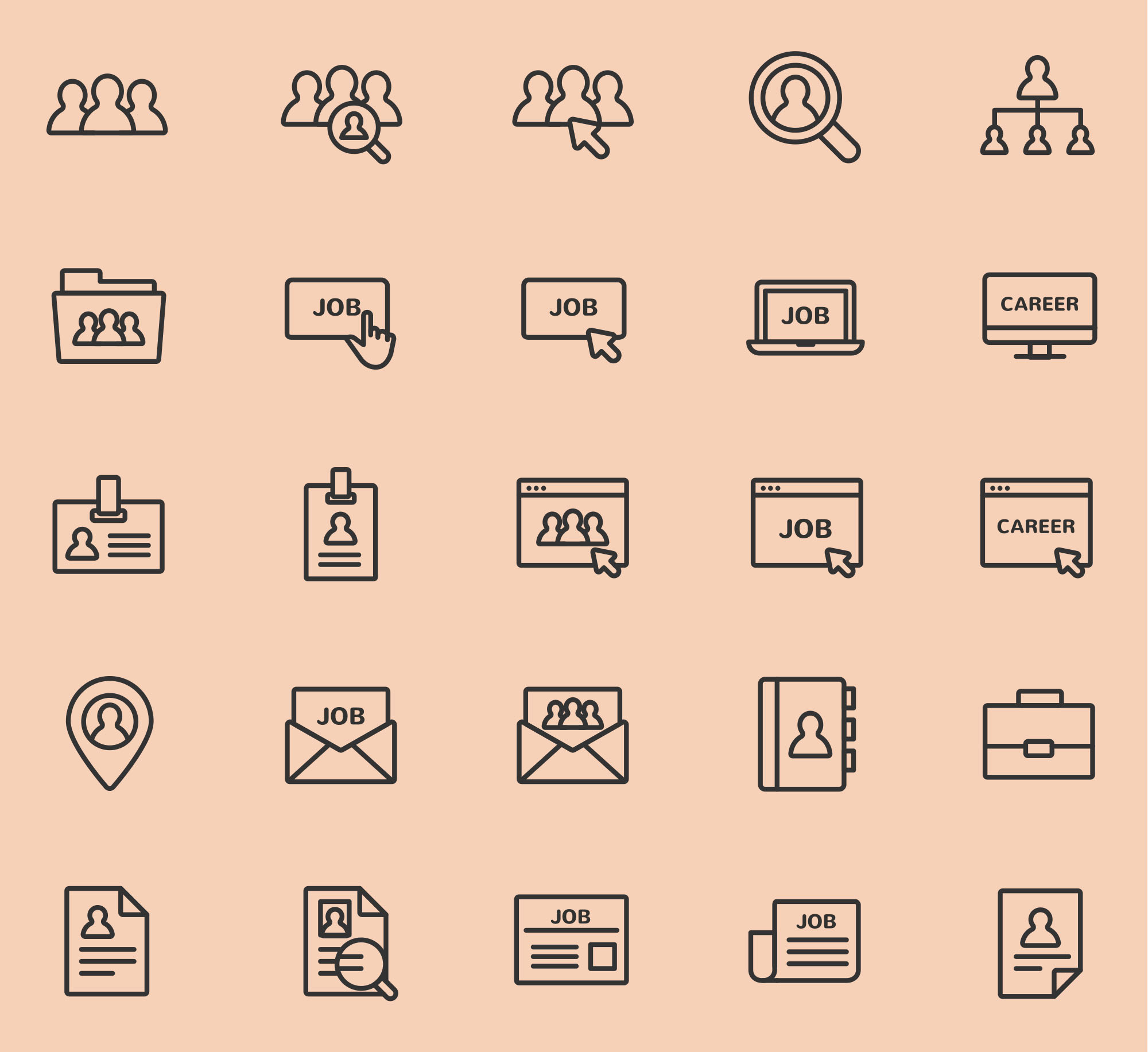 工作&职业主题矢量线性一流设计素材网精选图标 Jobs and Careers Vector Icons
