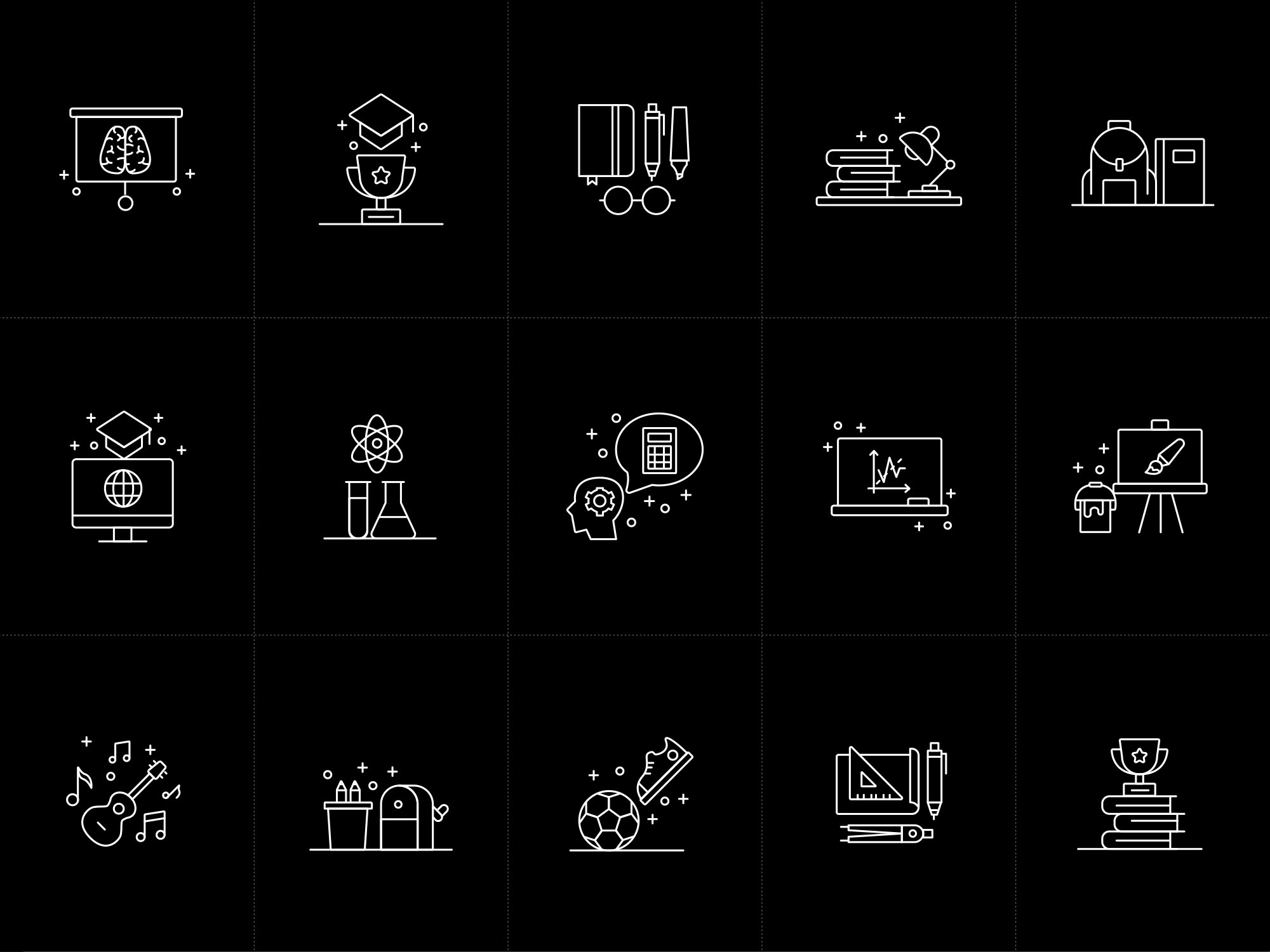 15枚教育培训主题矢量线性一流设计素材网精选图标 15 Education Vector Icons