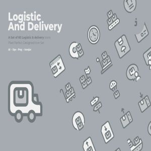 60枚物流配送主题矢量双色调一流设计素材网精选图标 60 Logistic & delivery Icons  –  Two Tone Style