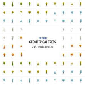 树木几何图形一流设计素材网精选图标矢量设计模板 Geometrical Trees Icon Template
