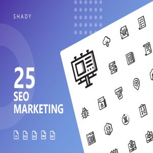 25枚SEO搜索引擎优化营销矢量阴影一流设计素材网精选图标v1 SEO Marketing Shady Icons