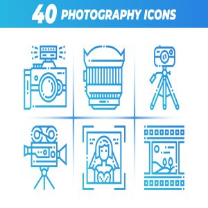 40枚摄像摄影主题矢量线性一流设计素材网精选图标 40 Photography Icons