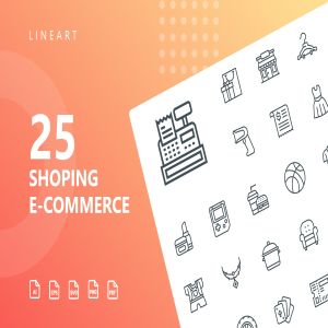 25枚网上购物电子商务矢量线性一流设计素材网精选图标v2 Shopping E-Commerce Line Icons
