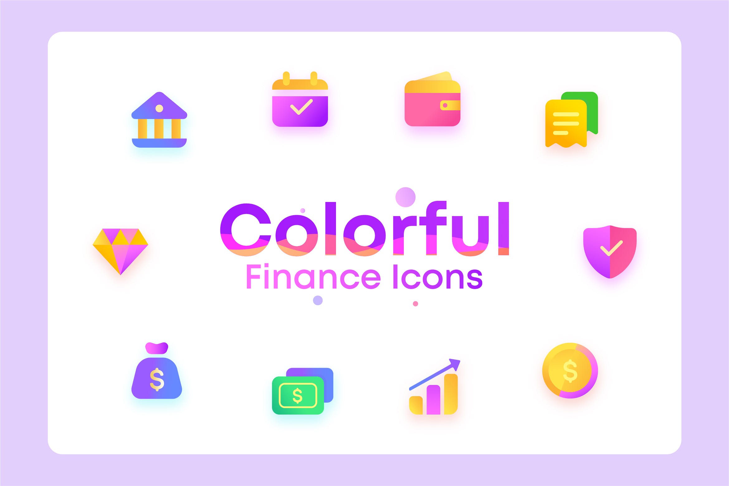 金融/钱包/银行主题彩色矢量一流设计素材网精选图标 Colorful Finance, wallet, bank, Illustration Icons