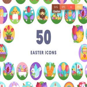 50枚复活节主题圆形一流设计素材网精选图标 Easter Icon