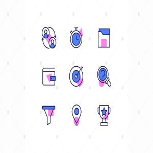 商业&金融主题线条艺术设计风格矢量一流设计素材网精选图标 Business and management – line design style icons